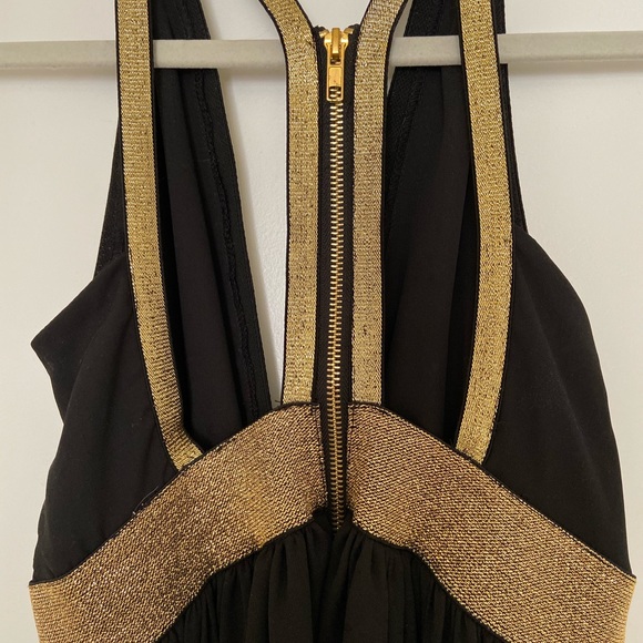 Floor Length Dress with Gold Detail/Zip Back - Picture 5 of 5
